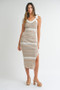 MABLE Striped Rib Knit Midi Dress