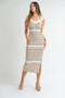 MABLE Striped Rib Knit Midi Dress