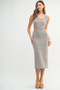 MABLE Multi Color Chevron Knit Bodycon Midi Dress
