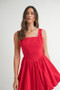 MABLE Poplin Square Neckline Bubble Mini Dress