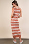 VERY J Stripe Knit Casual Sweater Midi Dress