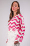 VERY J Chevron/Floral Pattern Crochet Knit Top