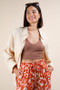 VERY J Plus Size Dolman Sleeve Button Down Gauze Shirt