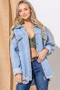 And The Why Button Front Flap Pocket Ripped Denim Jacket
