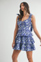 MABLE Floral Print Shoulder Tie Layered Mini Dress