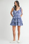 MABLE Floral Print Shoulder Tie Layered Mini Dress