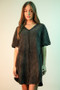 VERY J Mineral Washed Ribbed Knit Mini Dress