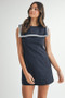 MABLE Contrast Piping Square Sailor Collar Mini Dress
