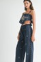 MABLE Linen Embroidered Scarf Top and Pants Set