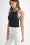 MABLE Contrast Trim Grecian Neck Cropped Tank