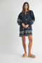 MABLE Embroidered Long Sleeve Peasant Mini Dress