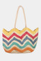 Fame Wavy Rainbow Straw Tote Bag