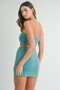 MABLE Ruched Tube Crop Top and Skirt Set