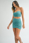 MABLE Ruched Tube Crop Top and Skirt Set