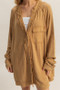 HYFVE Raw Edge Button Down Raglan Sleeve Shirt