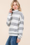 BOMBOM Striped Quarter Zip Drop Shoulder Sweatshirt