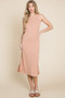 BOMBOM Ribbed Knit Sleeveless Midi Dress