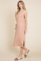 BOMBOM Ribbed Knit Sleeveless Midi Dress