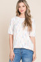 BOMBOM Round Neck Puff Short Sleeve Blouse