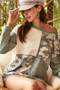 BiBi Color Block Camouflage Out Stitching Round Neck T-Shirt