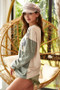 BiBi Color Block Camouflage Out Stitching Round Neck T-Shirt