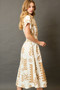 Umgee Full Size Abstract Print Elastic Waist Midi Dress Plus Size