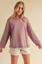Aemi + Co Frayed Edge Round Neck Sweatshirt
