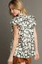 Umgee Full Size Two Tone Animal Print Notched Ruffle Cap Sleeve Blouse Plus Size