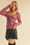 Aemi + Co Twisted Sweetheart Neck Long Sleeve Blouse