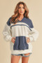 Aemi + Co Color Block Drop Shoulder Hoodie with Kangaroo Pocket
