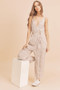 Aemi + Co Ditsy Floral Surplice Sleeveless Wide Leg Jumpsuit