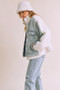 Aemi + Co Denim Washed Drop Shoulder Sherpa Fake Two Pieces Jacket