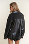 J.NNA Faux Leather Sherpa Contrast Snap Down Jacket