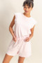 HYFVE Round Neck Cap Sleeve Drawstring Waist Romper