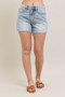 Judy Blue Full Size Frayed Hem High Rise Denim Shorts with Pockets Plus Size