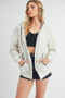 Aemi + Co Contrast Trim Zip Up Hoodie Jacket