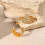 Stainless Steel Inlaid Zircon C-Hoop Earrings
