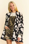 Davi & Dani Leopard Open Front Long Sleeve Cardigan