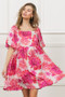 BiBi Floral Square Neck Puff Sleeve Mini Dress