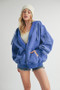 Aemi + Co Exposed Seam Zip Up Drawstring Hooded Jacket