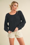 Aemi + Co Cable-Knit Openwork Round Neck Sweater