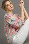 Umgee Full Size Mixed Print Lace Trim Top Plus Size