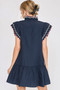 Umgee Full Size Ruffled Scalloped Sleeved Dress Plus Size