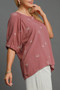 Umgee Full Size Linen Blend Ribbon Embroidered Top Plus Size