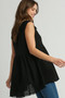 Umgee Full Size Raw Hem Linen Round Neck Sleeveless Top Plus Size