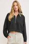Umgee Full Size Half Zip Cropped Sweatshirt Plus Size