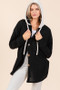 BOMBOM Textured Button Down Drawstring Hooded Shacket