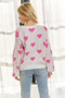 ADORA Heart Round Neck Drop Shoulder Sweater