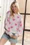 ADORA Heart Round Neck Drop Shoulder Sweater