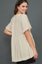 Umgee Full Size Raw Hem Notched Babydoll Linen Blouse Plus Size